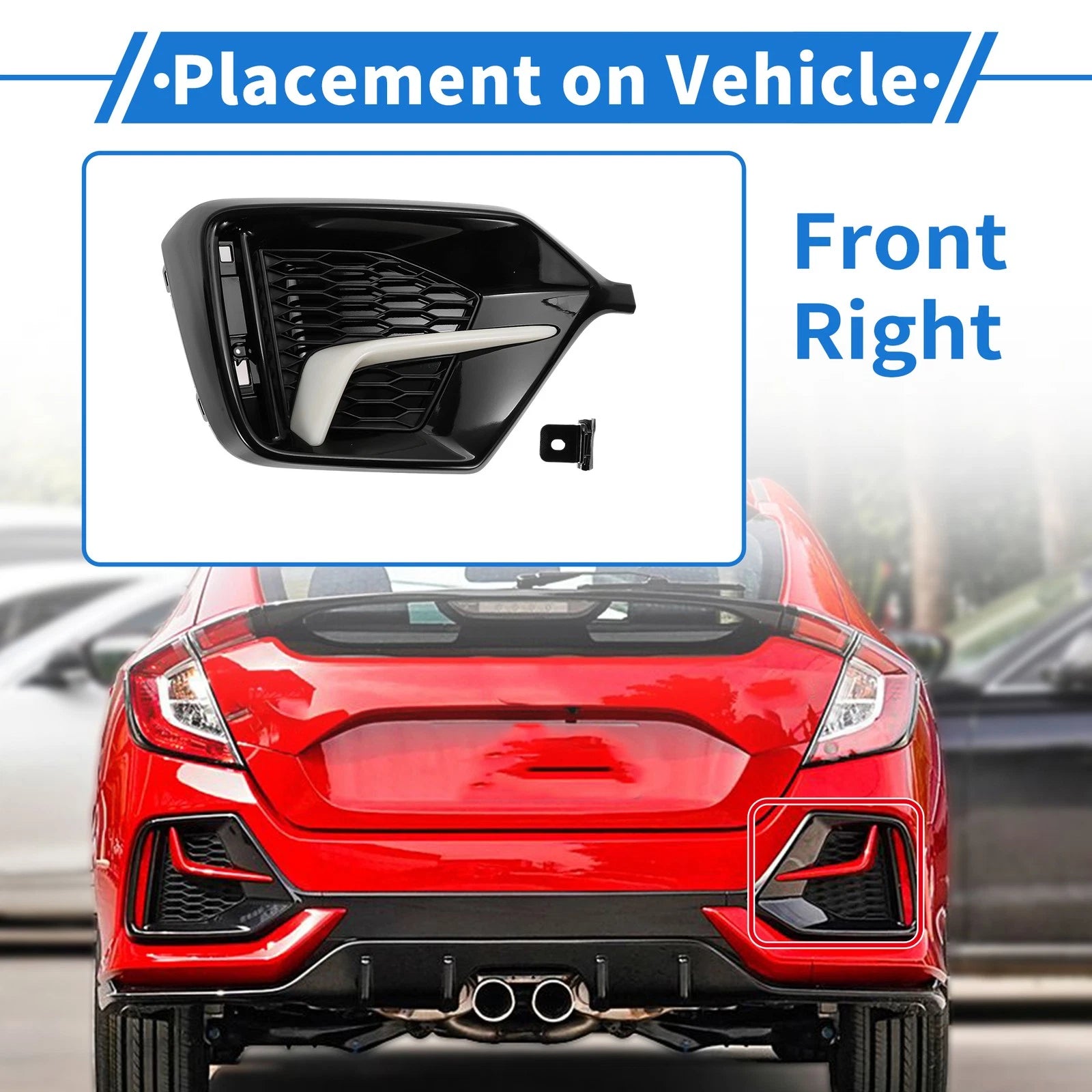 Rear Right Fog Light Grill No. 71513TGGA50ZB for Honda Civic Hatchback (2020–2021)