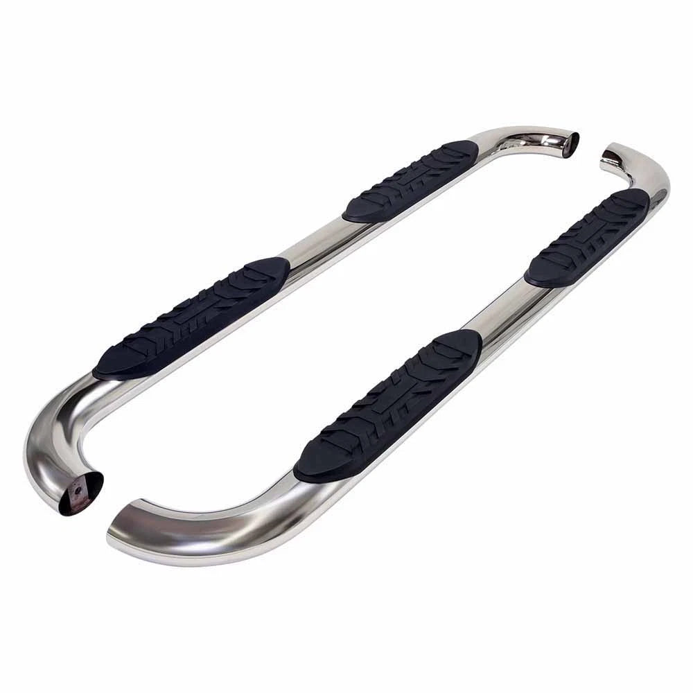 Polished 4in Steel Oval Bent w/Pads Step Nerf Bar for 2009-19 Dodge Ram Crew Cab