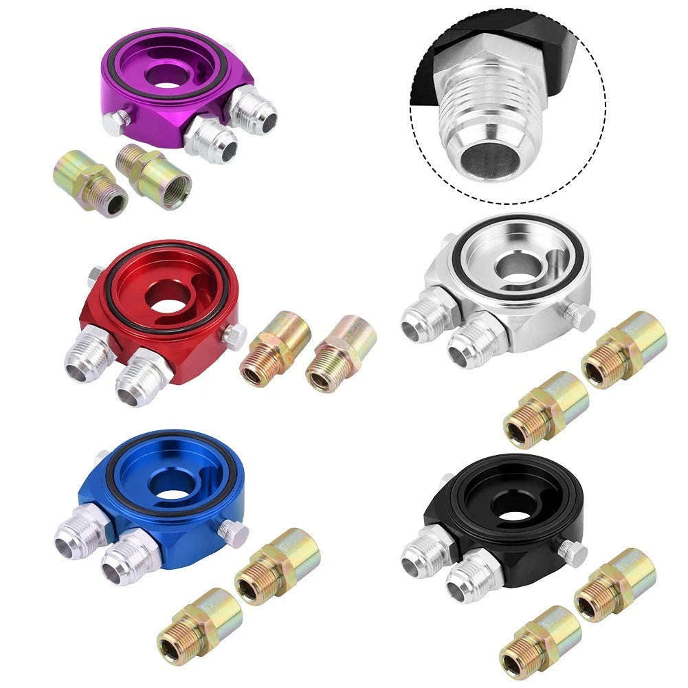 Oil Filter Sandwich Adapter Kit AN10 for Car (Aluminum)