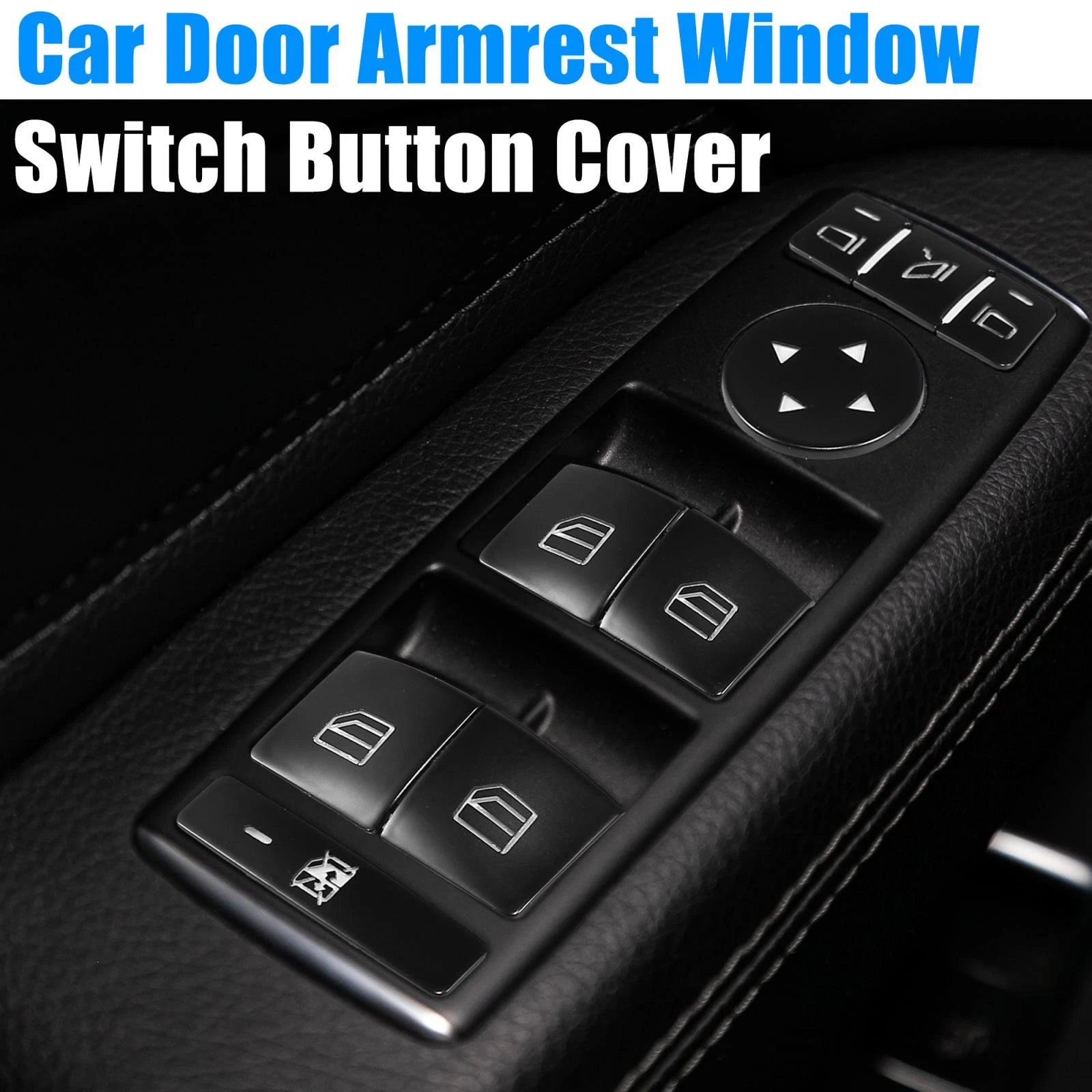 Set of 4 Front Door Armrest Window Switch Button Covers for Mercedes-Benz 