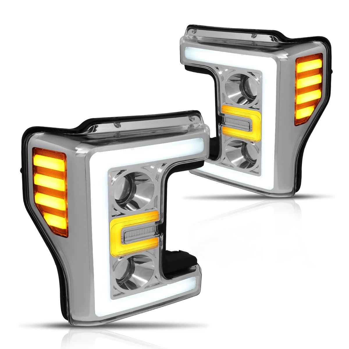 3D E-Shape LED DRL Projector Headlights for Ford Super Duty (2011–2016)