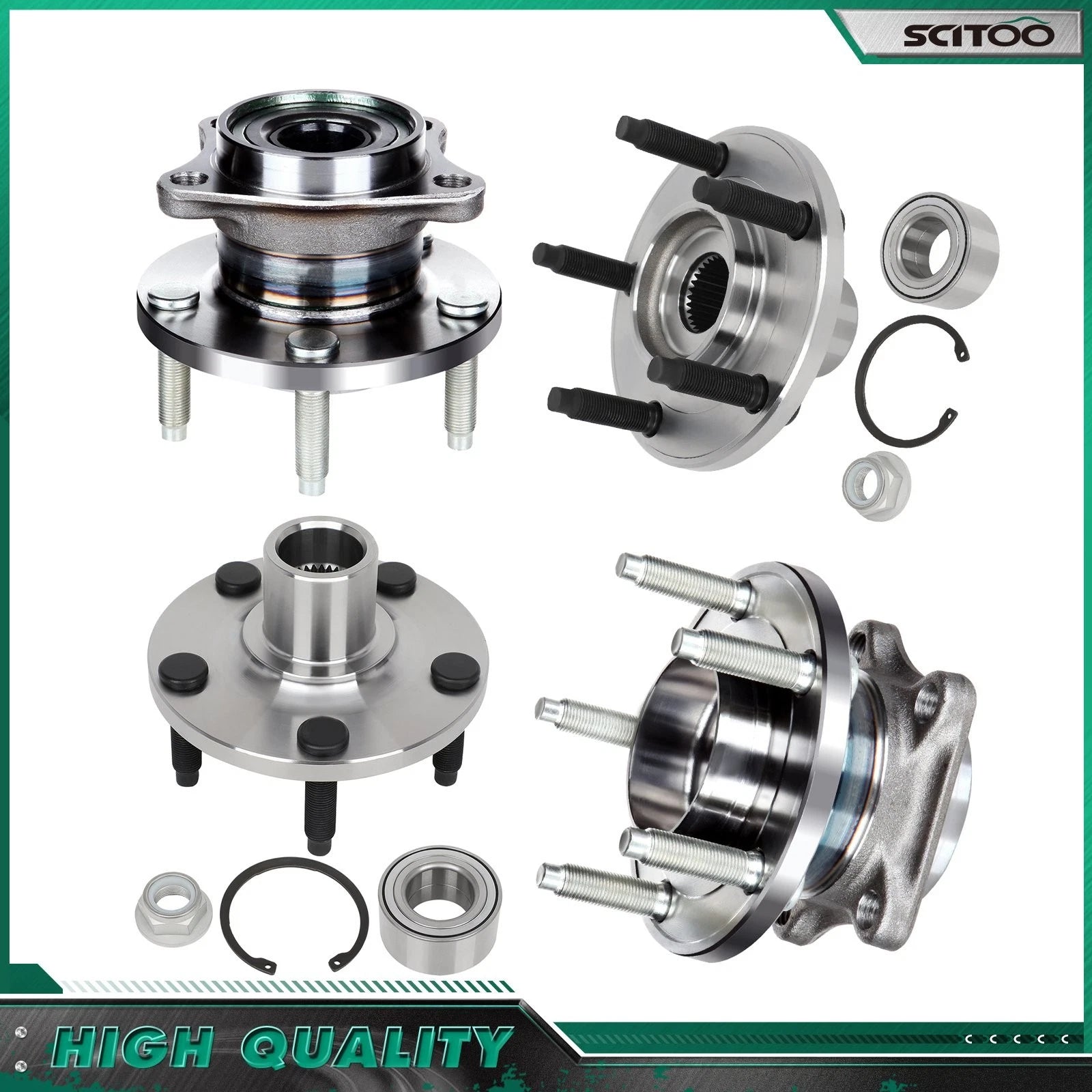 Set of 4 Front Rear Wheel Bearing Hub AWD for Ford Edge Lincoln MKX (2007–2010)