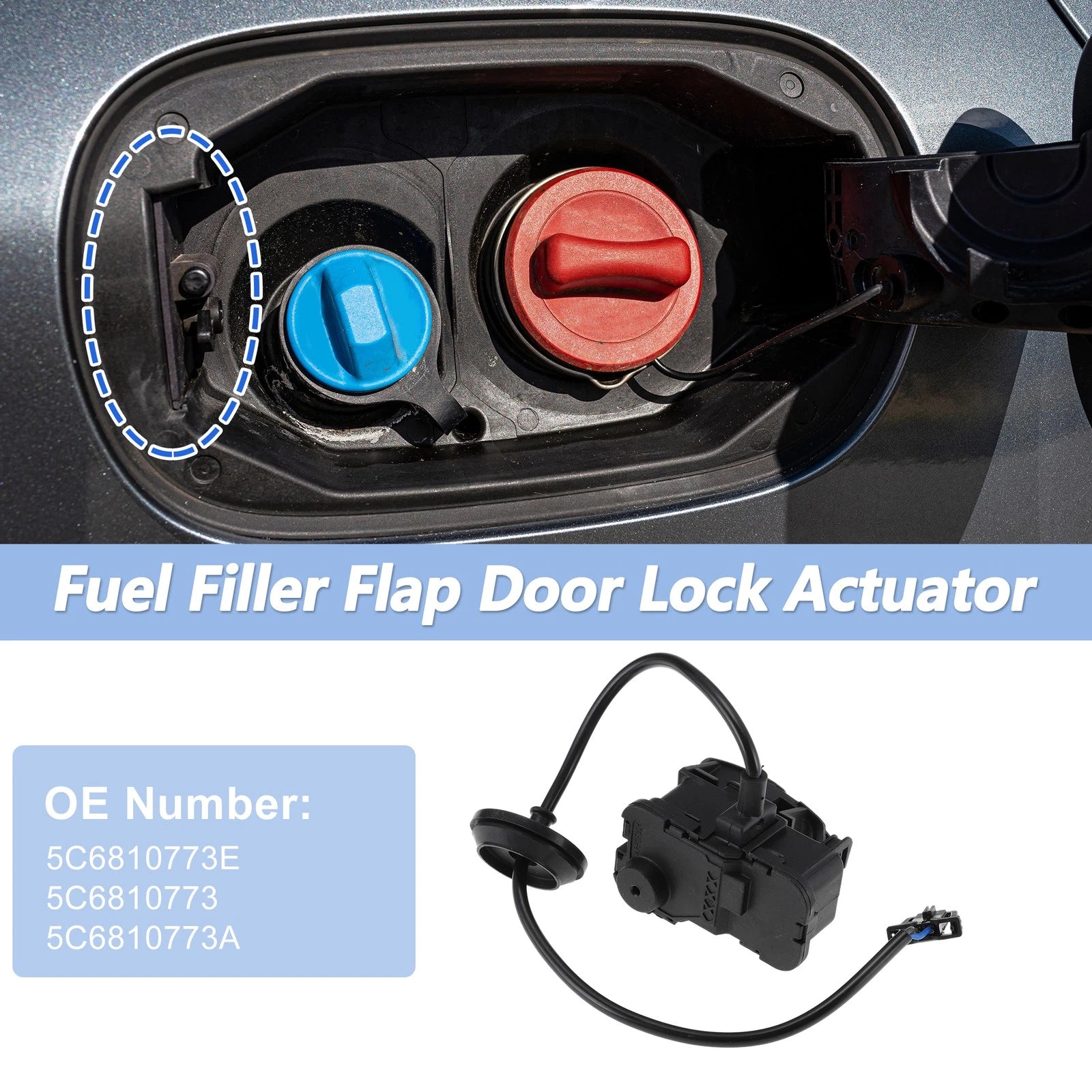 Fuel Filler Flap Door Latch Lock Actuator Motor for Volkswagen GTI (2015–2021)