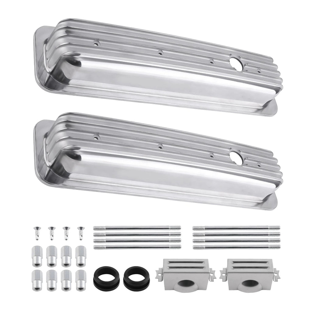 2X Aluminum Valve Covers for Small Block Chevy SBC (283)