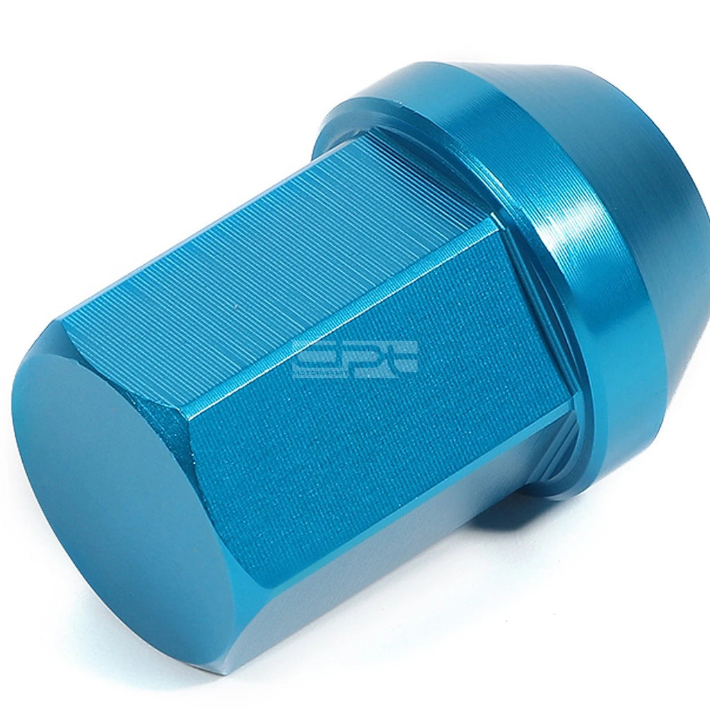 Set of 20 Closed End M12x1.5 35mm Tall Sky Blue Aluminum Lug Nuts + Adapter