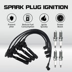 Set of 4 Spark Plugs +4 Ignition Wires for Hyundai Elantra Tiburon Kia Spectra Soul (L4 2L)