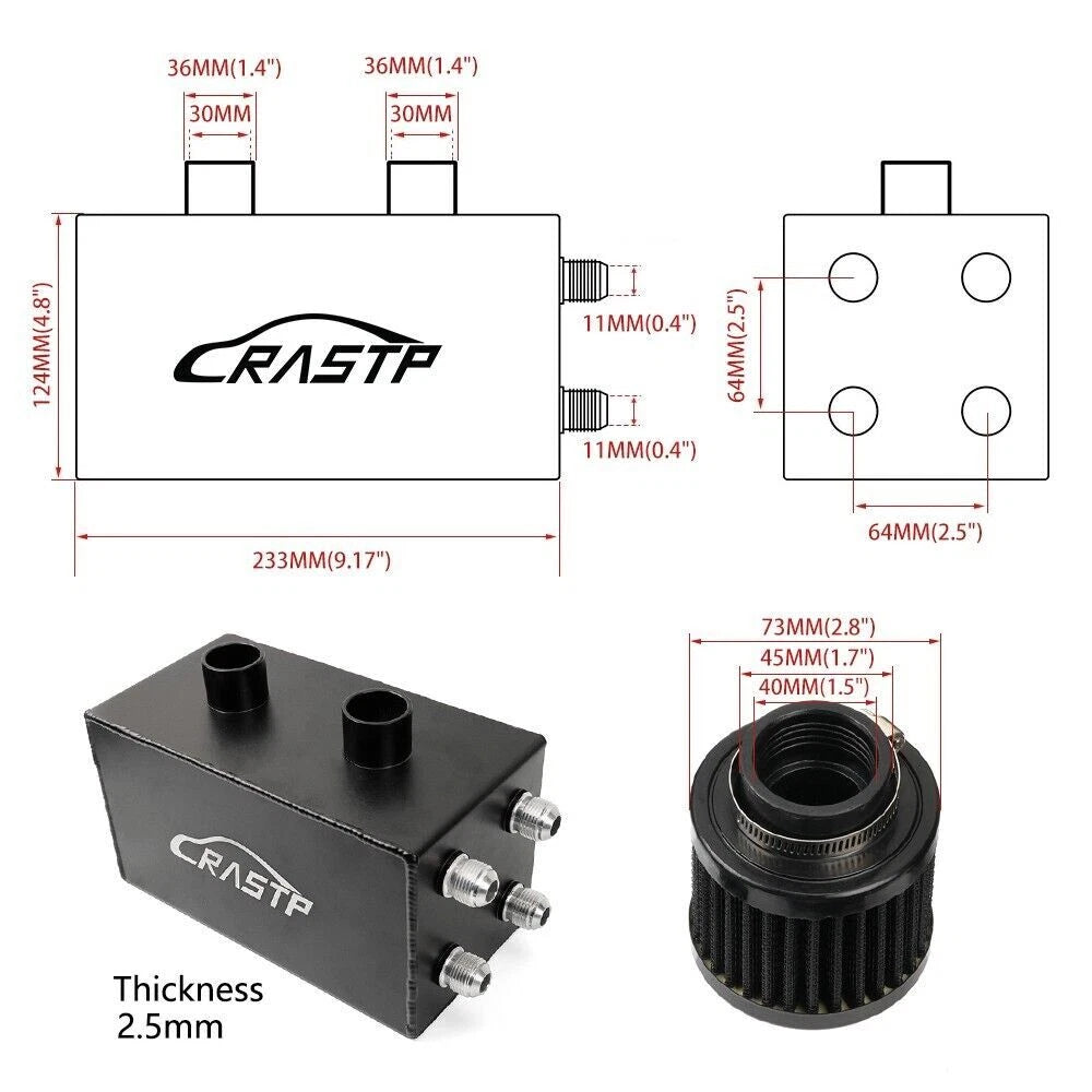 Oil Catch Can Reservoir Tank for Universal Applications