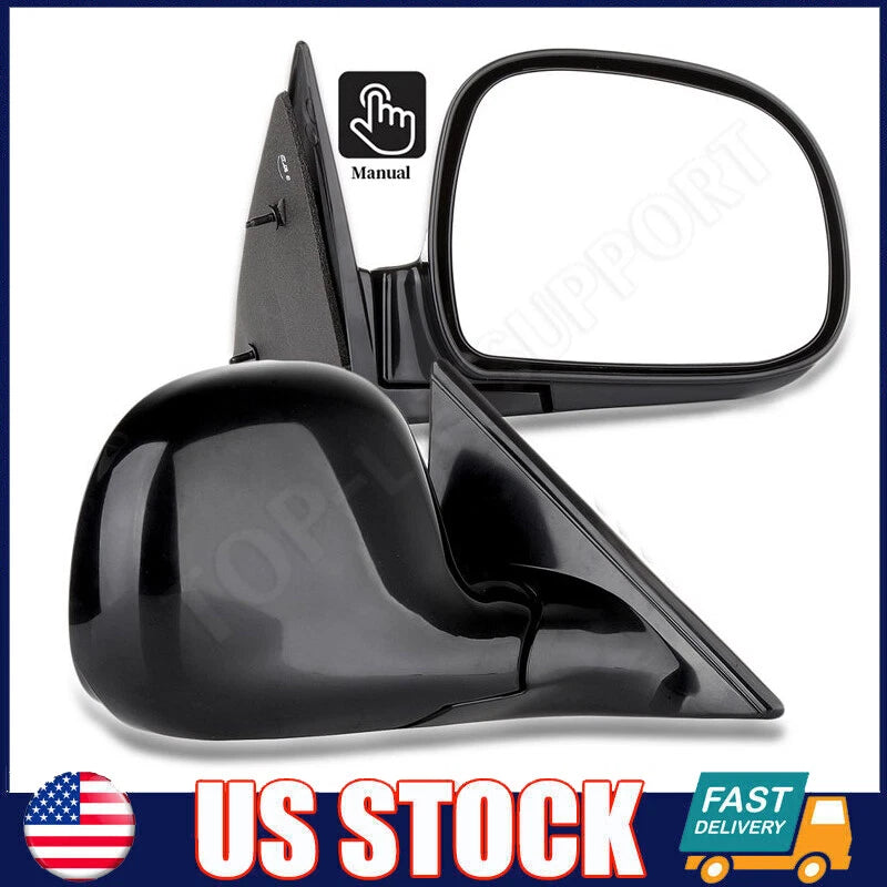 Set of 2 Manual Side View Mirrors for Chevy S10 Blazer S10 Pickup