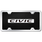Chrome on Black Acrylic License Plate Kit - Officially Licensed for Honda Civic