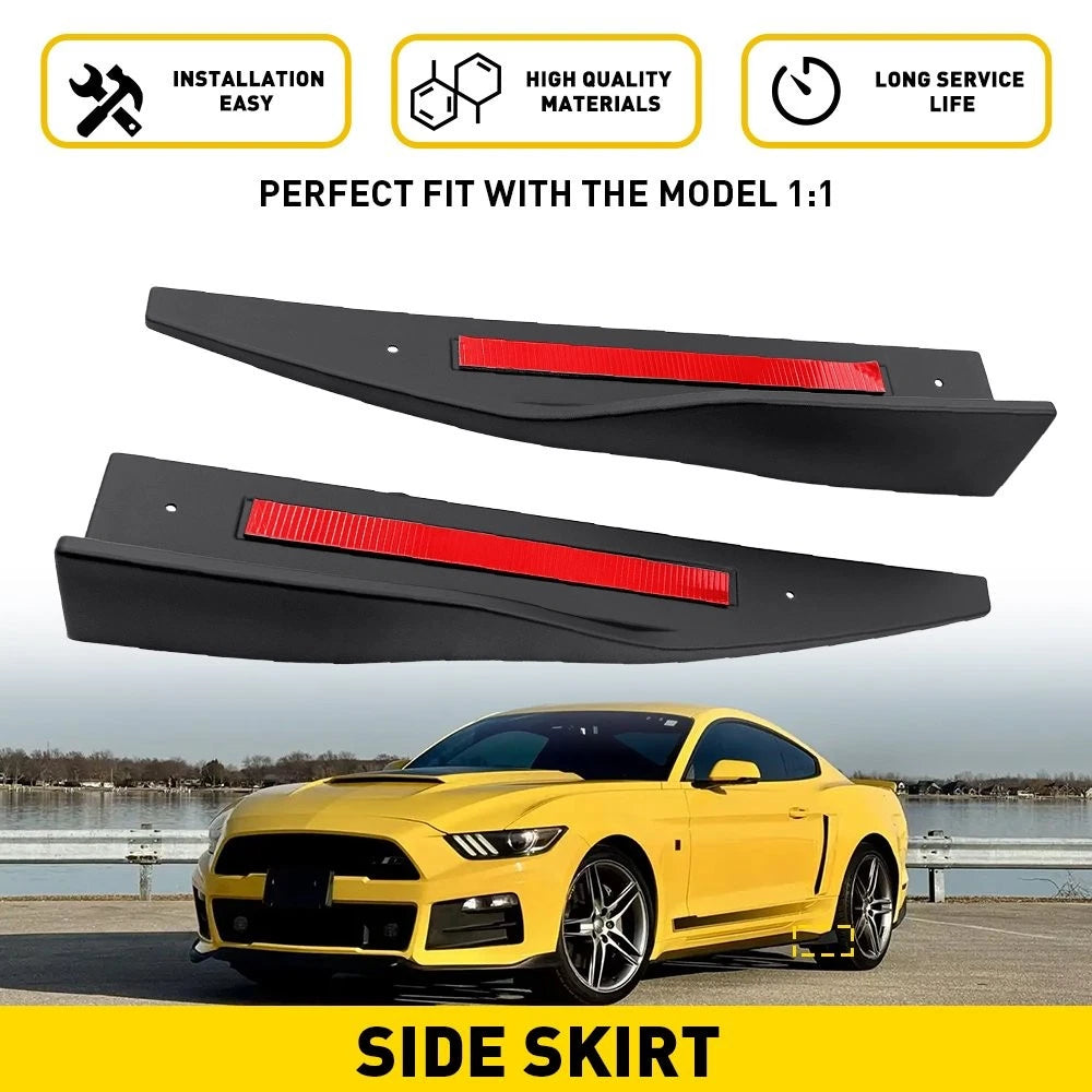 2PC Roush Side Skirts for Ford Mustang (2015–2023) - Matte Black with Winglet