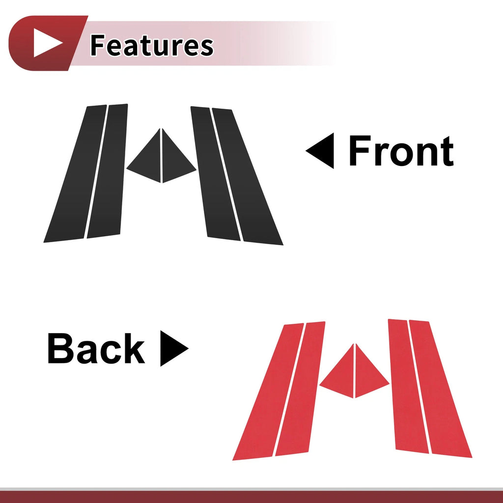Set of 6 Door Pillar Window Trim for Volkswagen Passat  Black