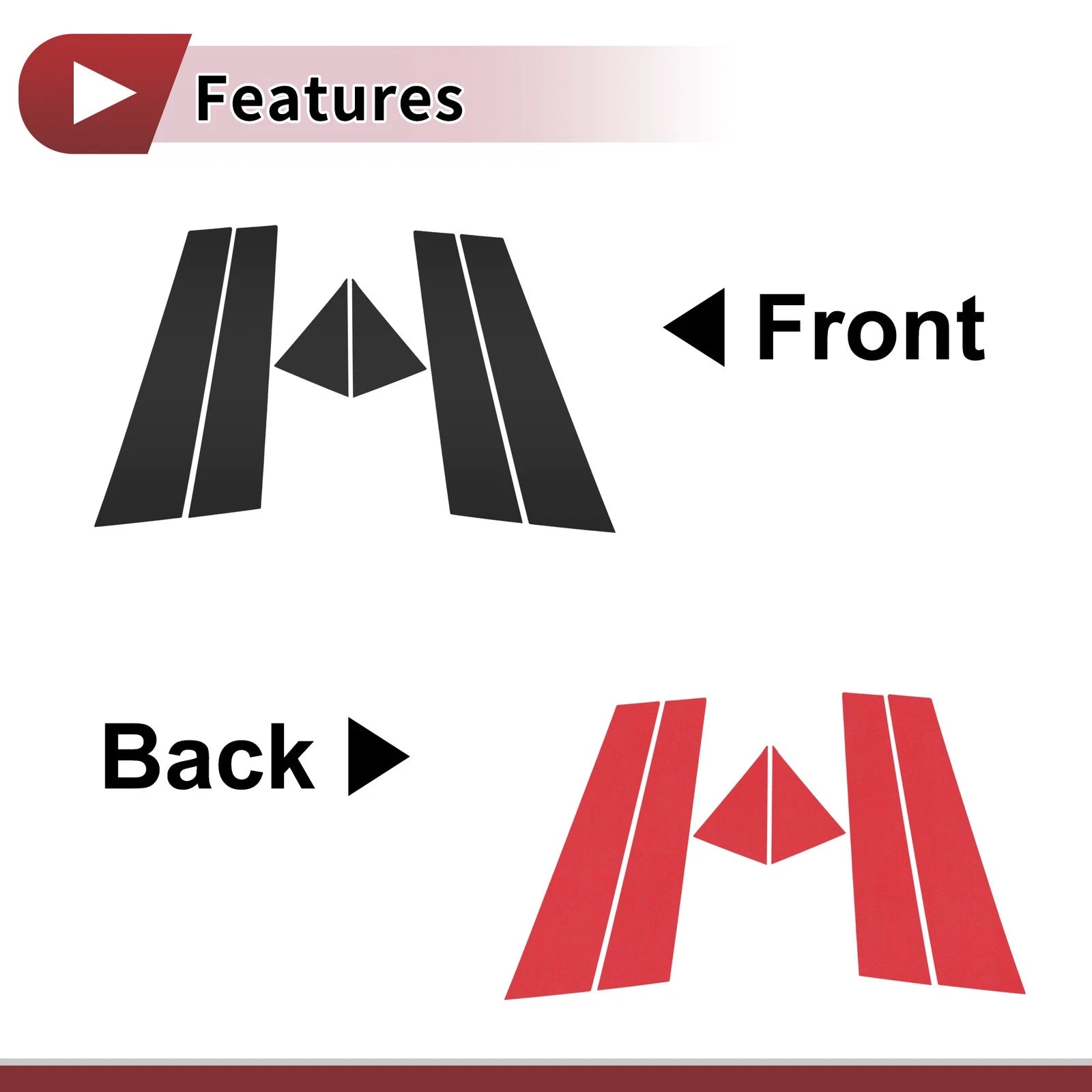 Set of 6 Door Pillar Window Trim for Volkswagen Passat  Black