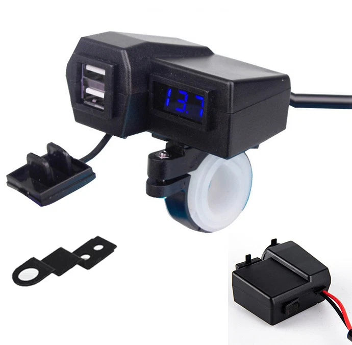 Dual USB Charger Socket with LED Voltmeter for BMW K1300R K1300S (2008–2016)