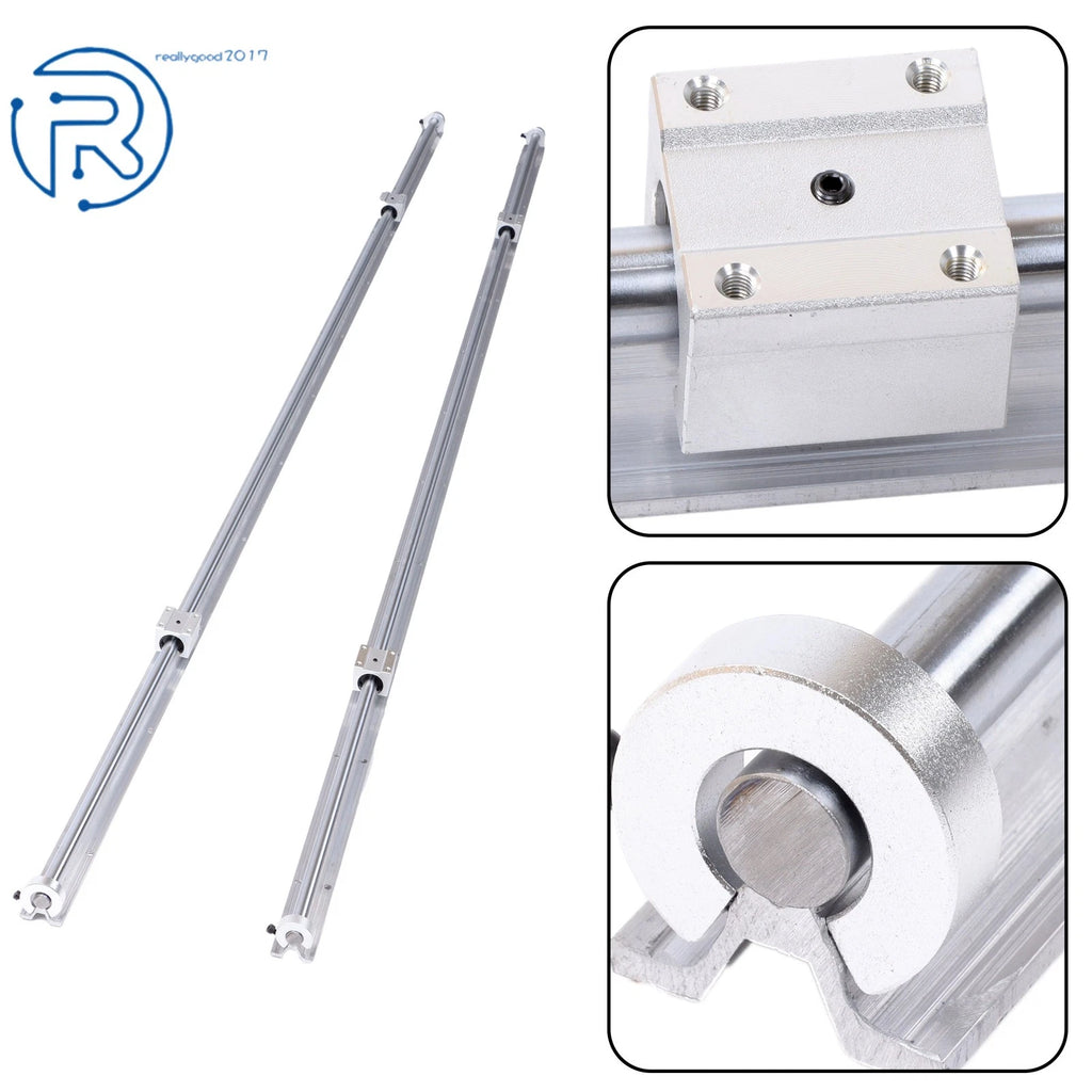 Set of 2 Linear Rails with 4 Bearing Blocks & 4 Fixing Rings