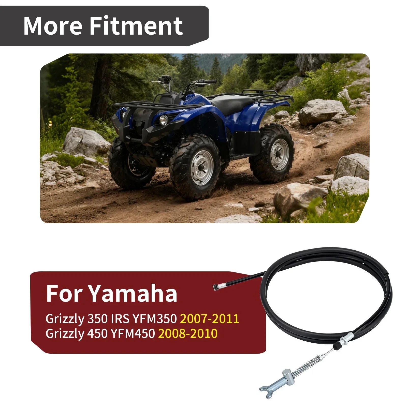 Rear Hand Park Brake Cable for Yamaha Grizzly 450 YFM450FG (2008–2010)