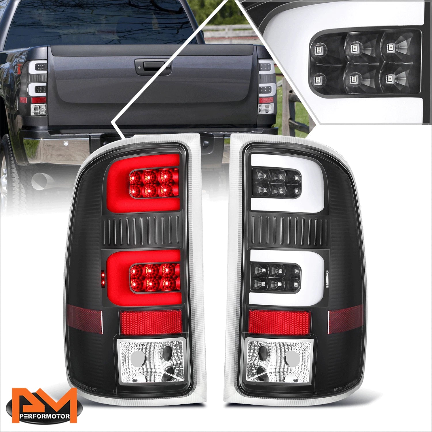 Dual 3D LED C-Tube Bar Tail Light for GMC Sierra (2007–2014)