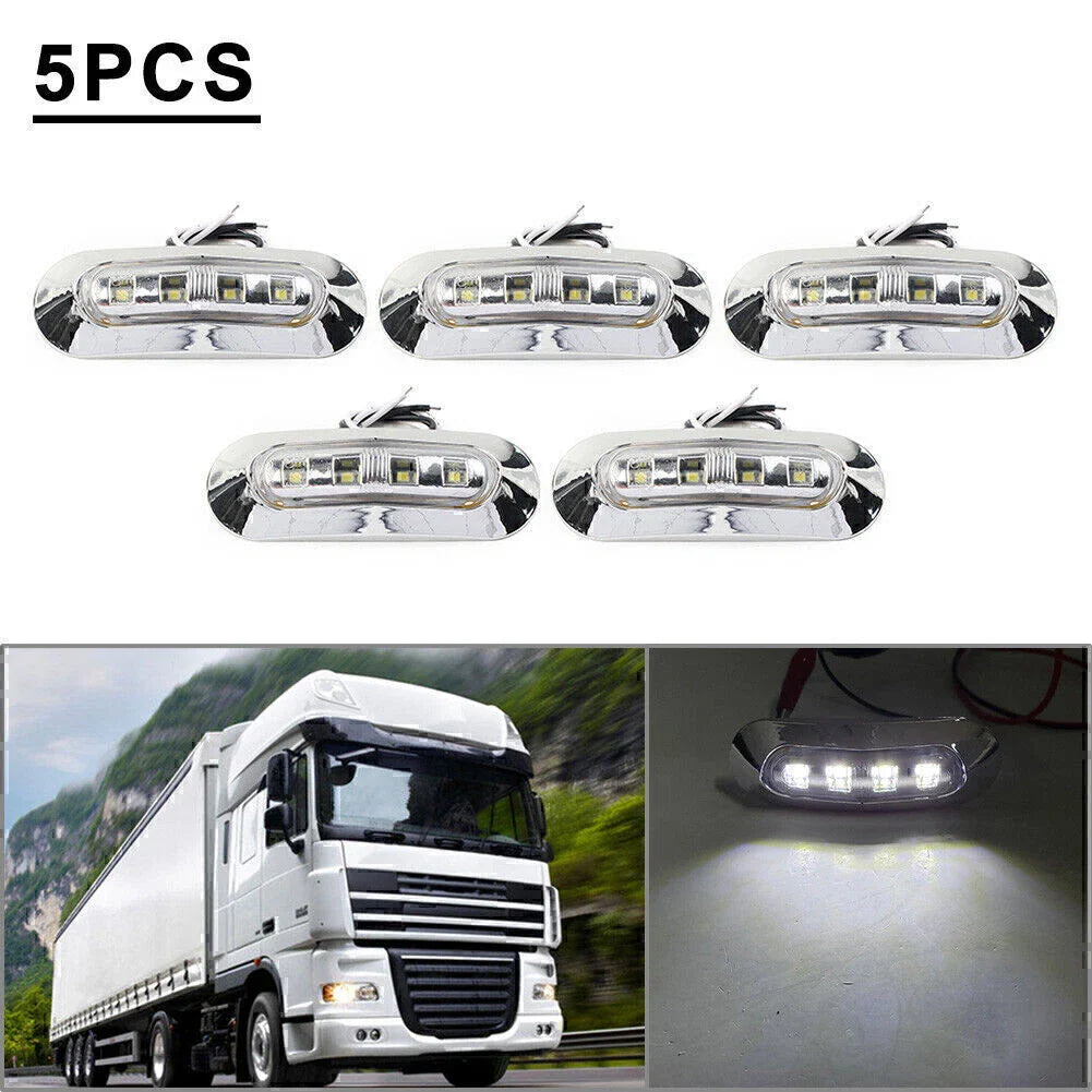 5 x LED White Side Clearance Marker Lights for Car Truck Trailer 12V