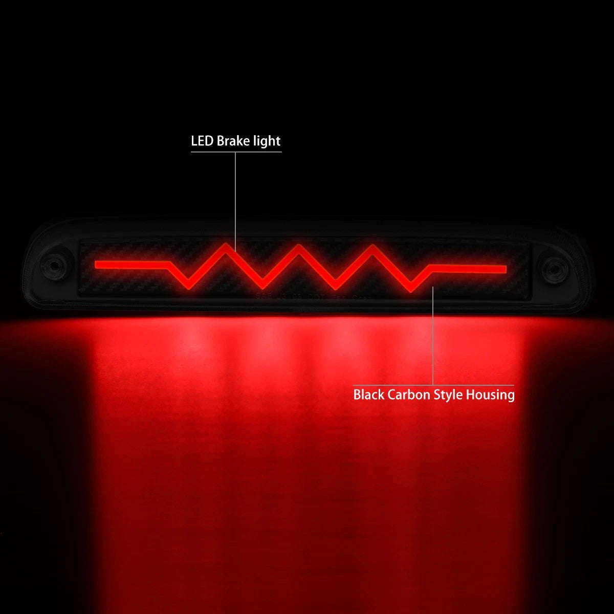 Sequential Heart Rate LED Carbon Third Brake Light for Ford Super Duty (1993–2016)