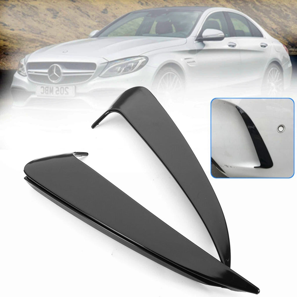 Gloss Black Rear Bumper Spoiler Canard Air Vent Cover Trim for Benz W205 (2015–2021)