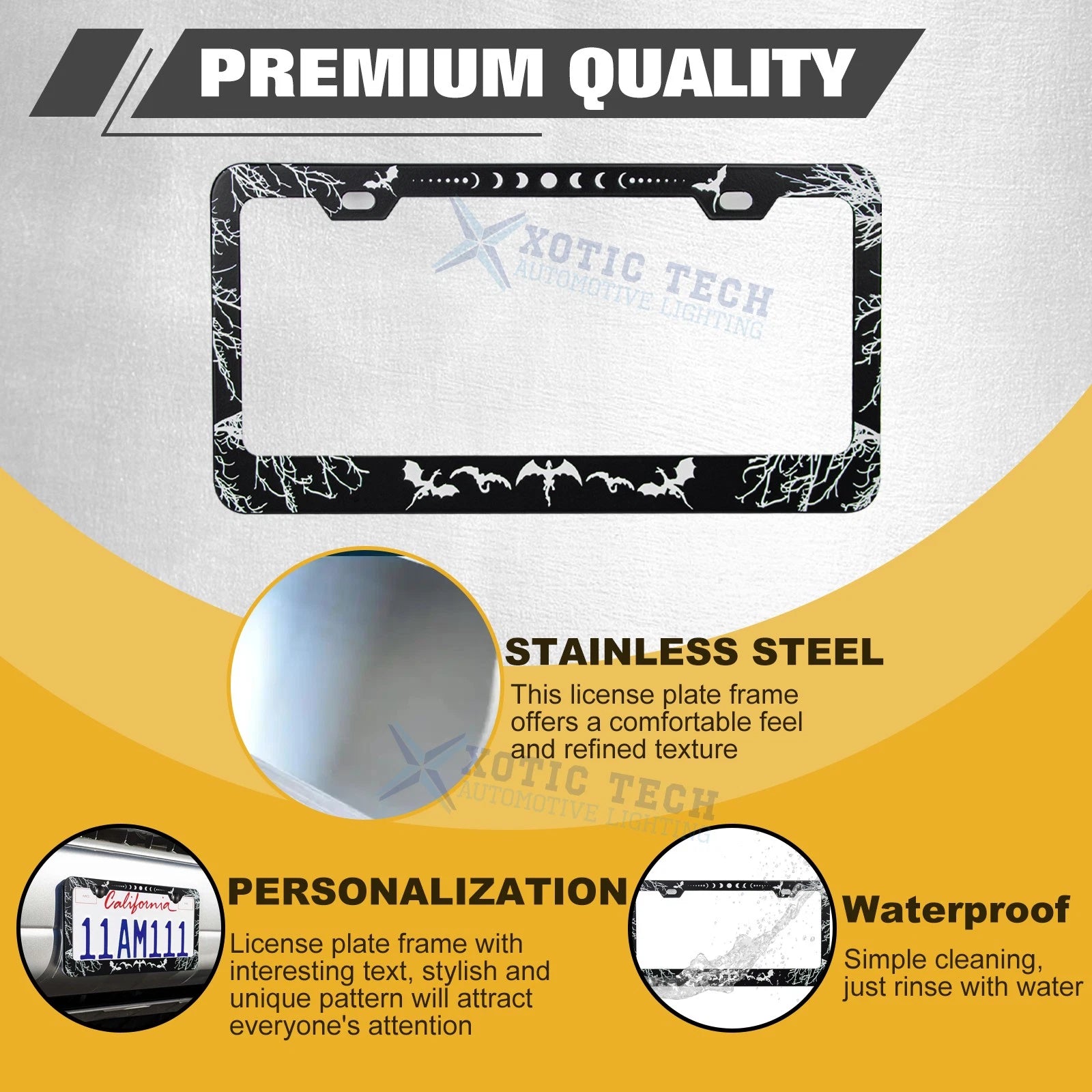 Black Dragon Mythology License Plate Frame for Universal Fit (2010-2024)
