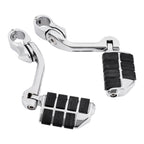 Chrome Long Angled Highway Foot Pegs for 1.25" Engine Guard Bar