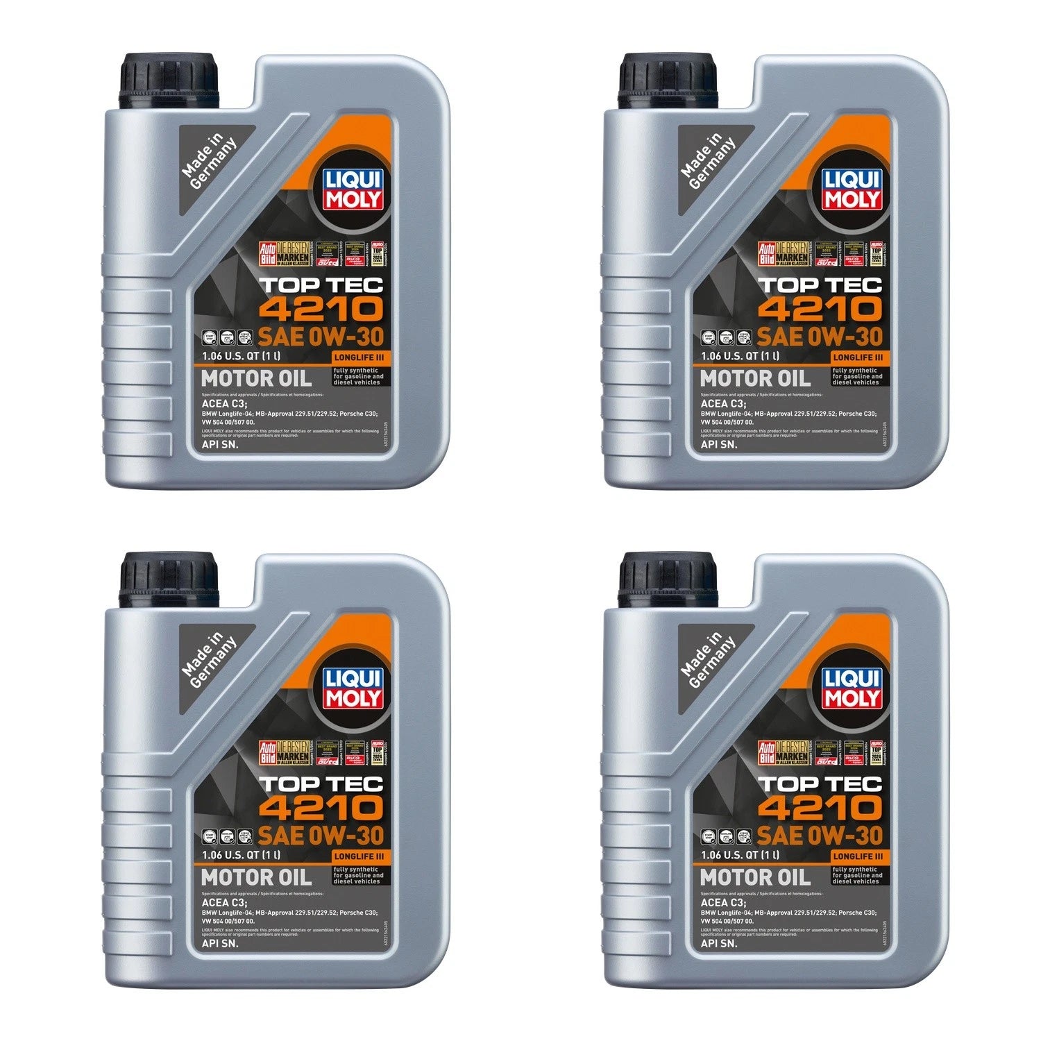 Set of 4 Liqui Moly Top Tec 4210 0W-30 Engine Motor Oil (4L)