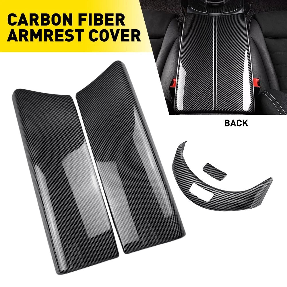 2X Carbon Fiber Console Armrest Button Trim for Mercedes Benz C Class (2015–2020)