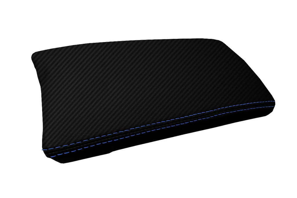 Console Armrest Cover for Toyota Prius (2010–2015) Carbon Fiber Blue Stitch