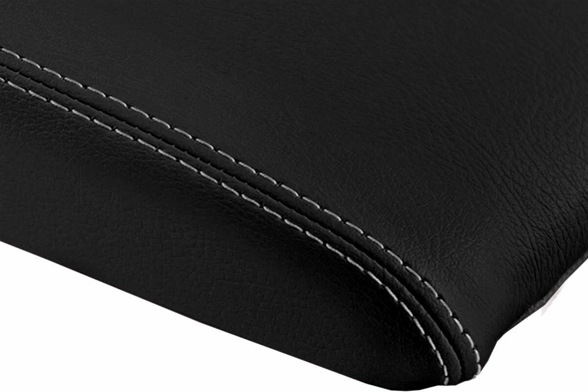 Leather Console Lid Armrest Cover for Volkswagen Tiguan (2009–2017) Gray Stitch