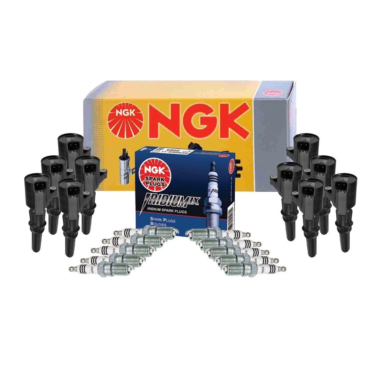 Set of 10 Ignition Coils & Iridium IX Spark Plugs for Ford 6.8L V10
