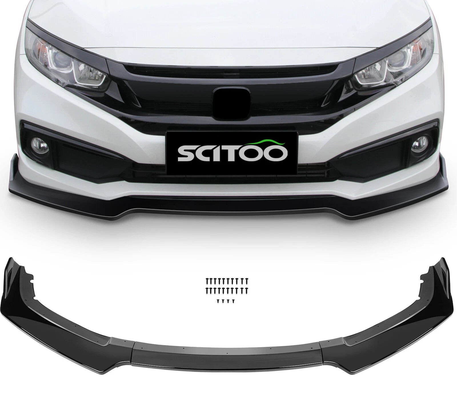 Gloss Black Front Bumper Lip Spoiler for Honda Civic (2016–2020)
