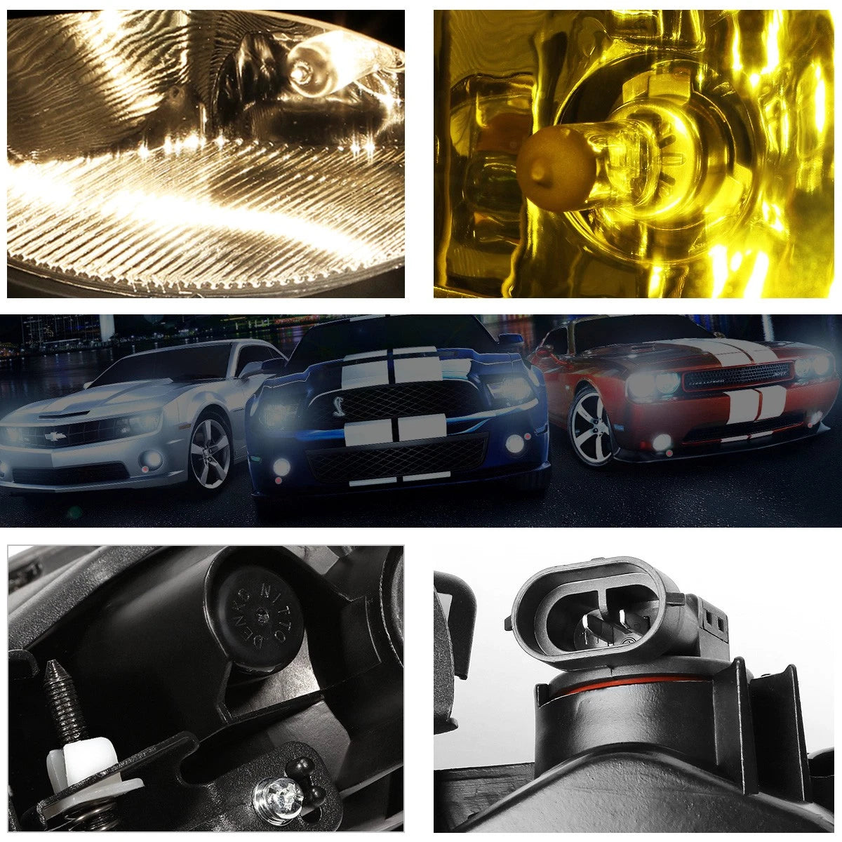 Fog Lights for Honda Civic 4-Dr (2012) - Amber Lens, Switch, Bezel