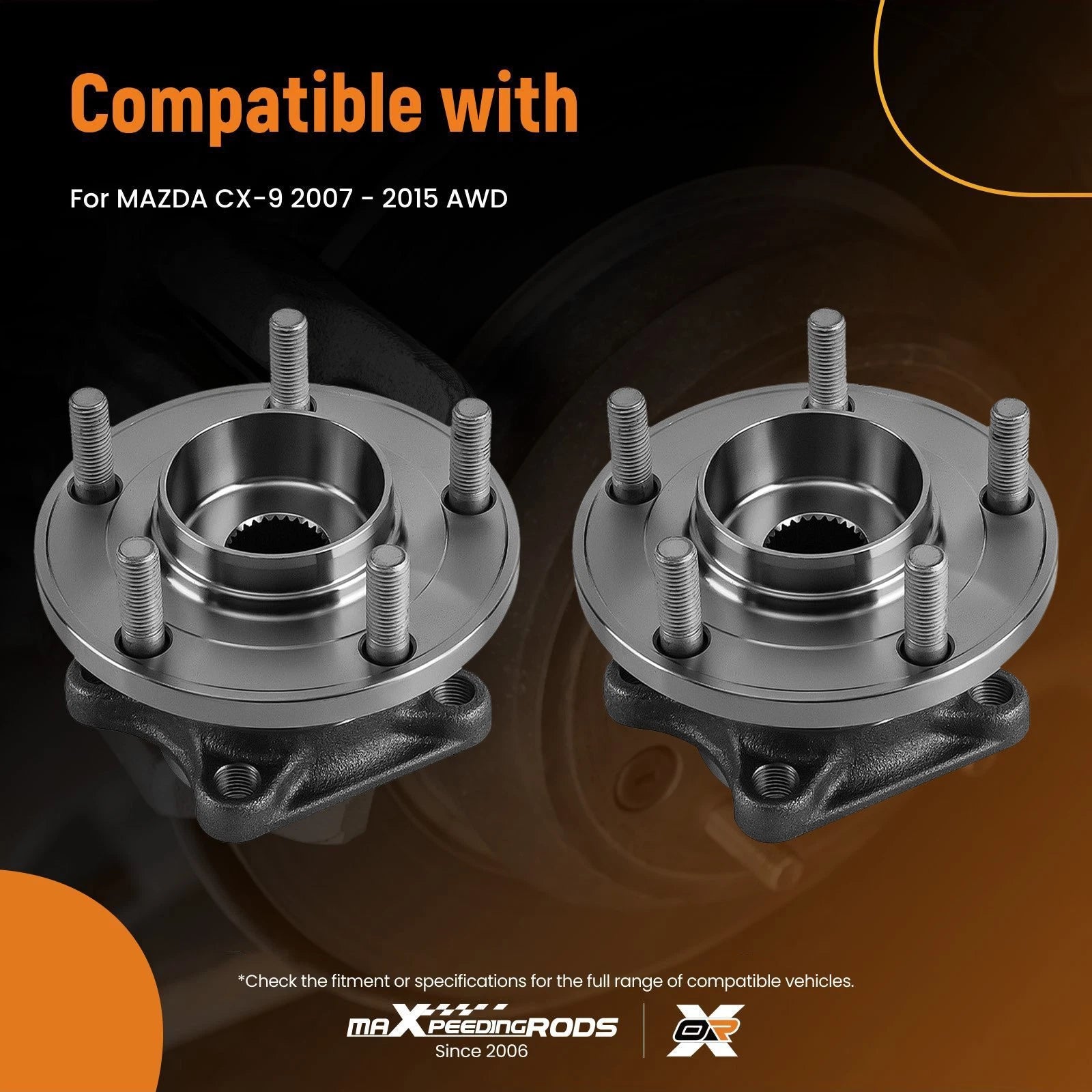 2x Rear Wheel Bearing Hubs Assembly for Mazda CX-9 (2007–2015 AWD)