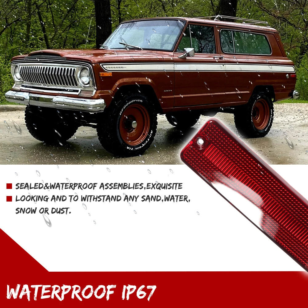 Set of 2 Red Lens Rear Side Marker Light Covers for Jeep J Series