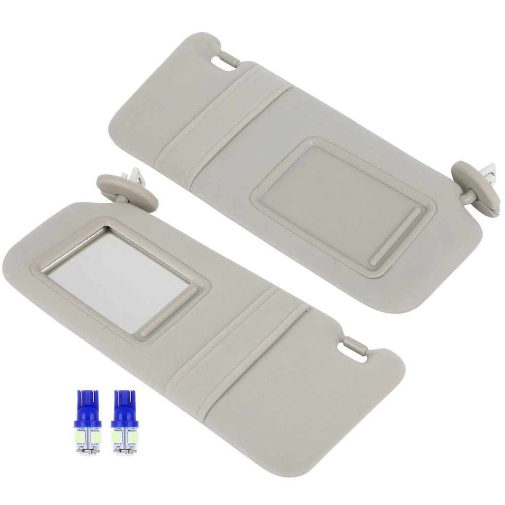 Set of 2 Gray Sun Visors with Mirror Light for Toyota Venza (2009–2016)