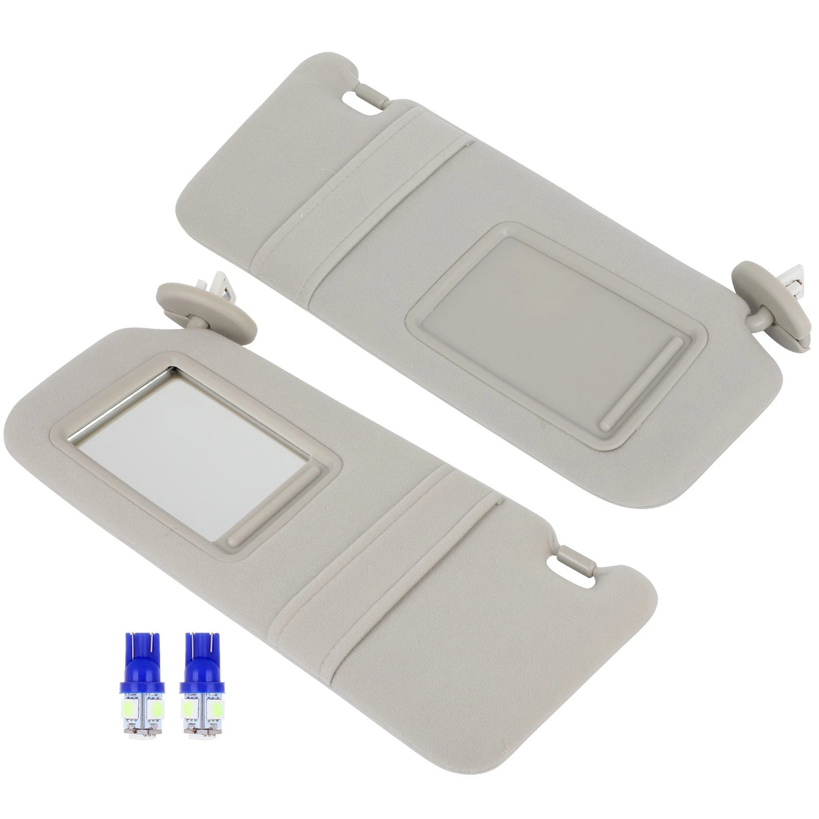 Set of 2 Gray Sun Visors with Mirror Light for Toyota Venza (2009–2016)