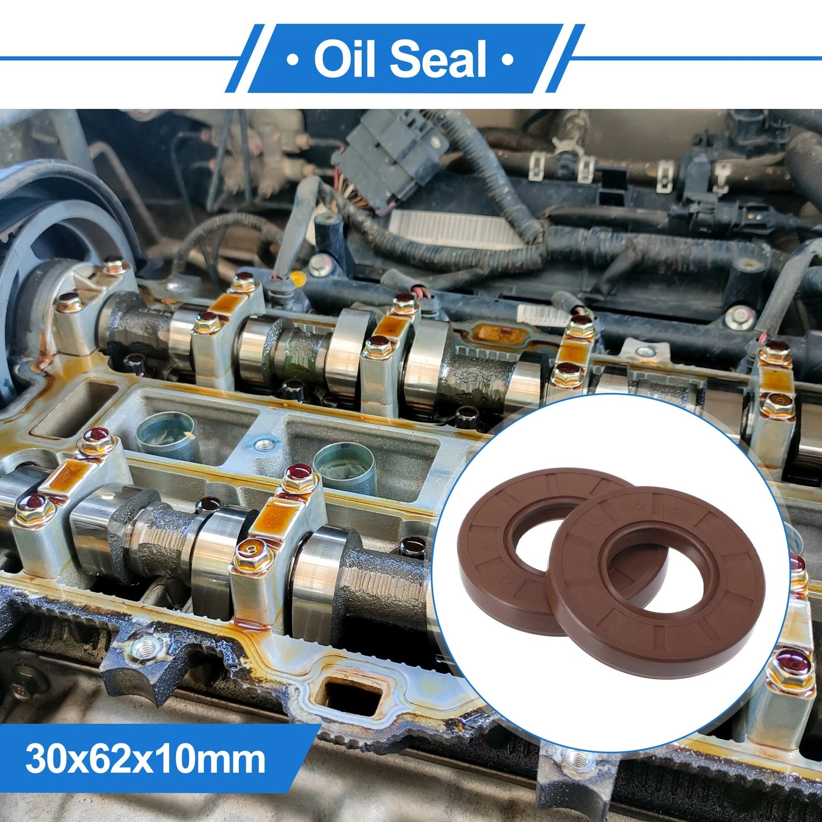 2X Oil Seal Rotary Shaft Seal FKM Rubber 30x62x10mm  