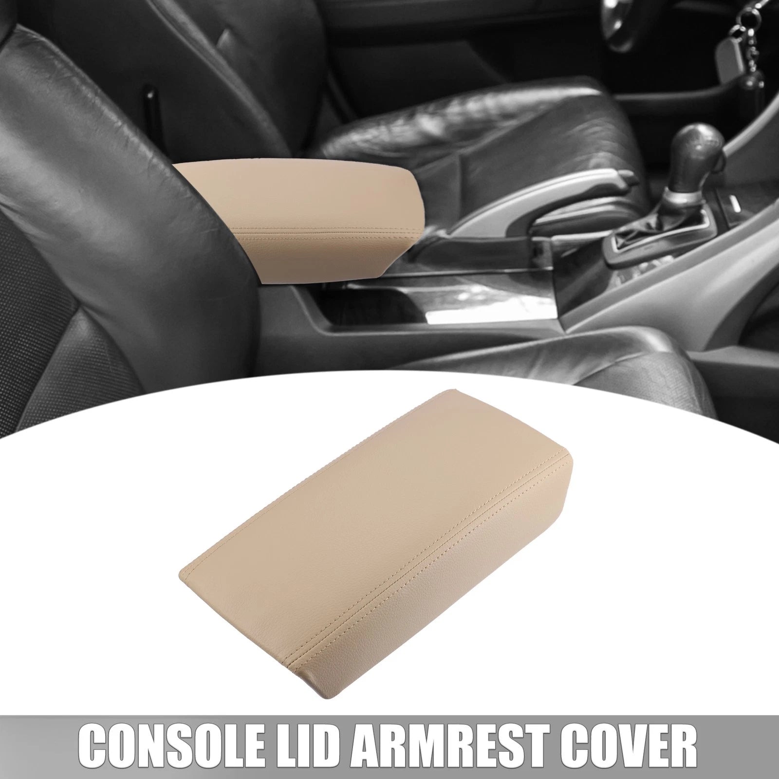 Center Console Lid Armrest Cover for Honda Accord (2003–2007) Faux Leather Beige