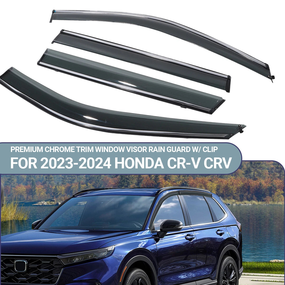 Chrome Window Visor Rain Guard for Honda CR-V (2023–2024)