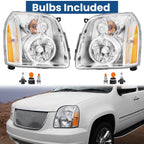 Set of 2 Headlight Assembly Chrome for GMC Yukon XL 1500 2500 (2007–2014)