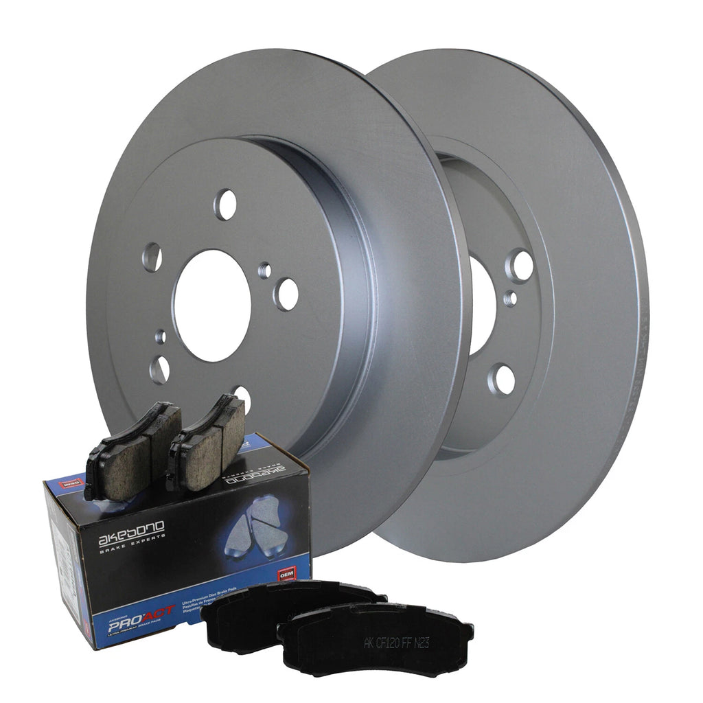 Rear Brake Kit 259mm Rotors & Akebono Ceramic Pads for CT200h, Corolla, Matrix, Prius (2011–2018)