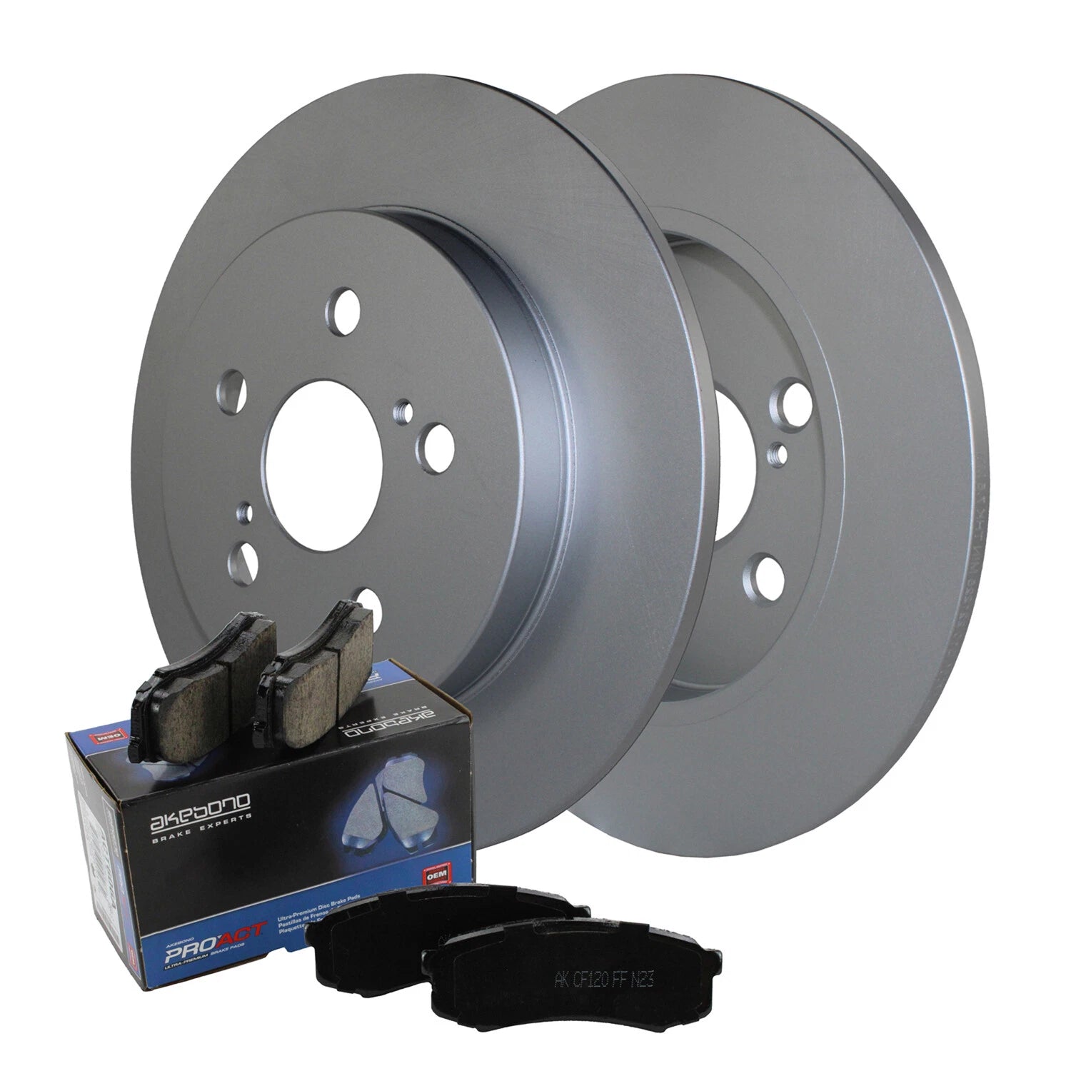 Rear Brake Kit 259mm Rotors & Akebono Ceramic Pads for CT200h, Corolla, Matrix, Prius (2011–2018)