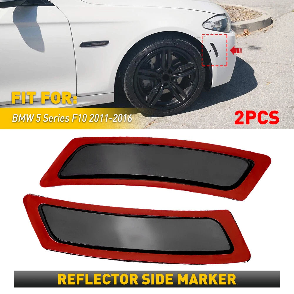 Pair Smoked Front Bumper Side Marker Reflectors for BMW 5 Series (2011–2016)