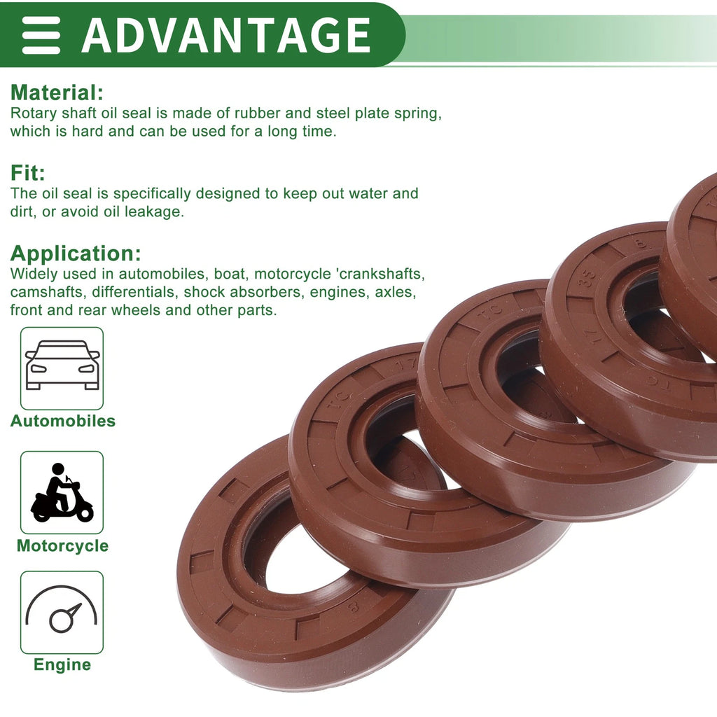 Set of 5 Oil Seal Rotary Shaft Seal FKM Rubber 17x35x8mm