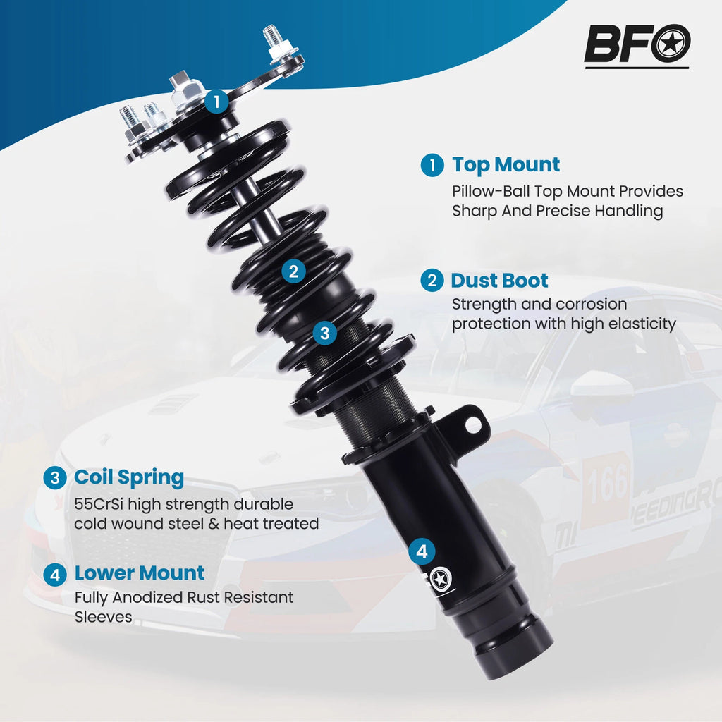 BFO Street Coilovers Lowering Kit for Honda Civic (2016–2021) 52mm Adj Height