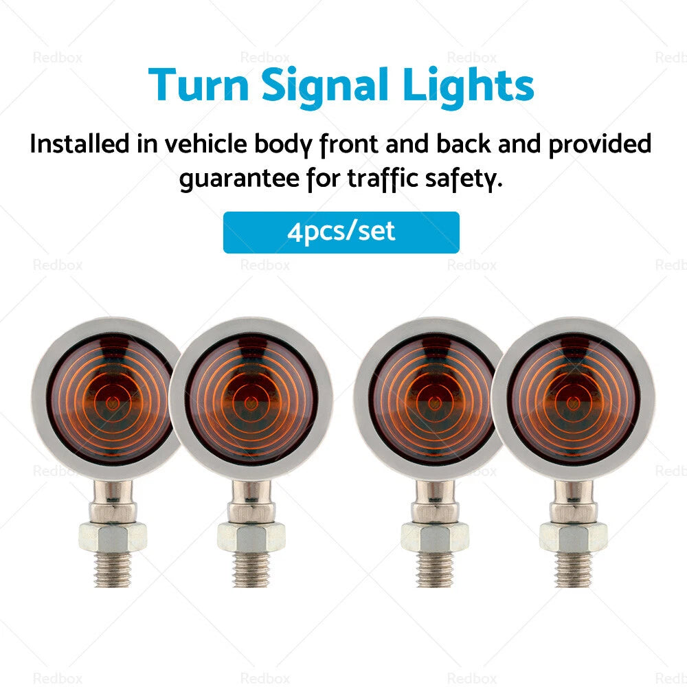Set of 4 Chrome Bullet Turn Signal Indicators for Motorcycle Universal