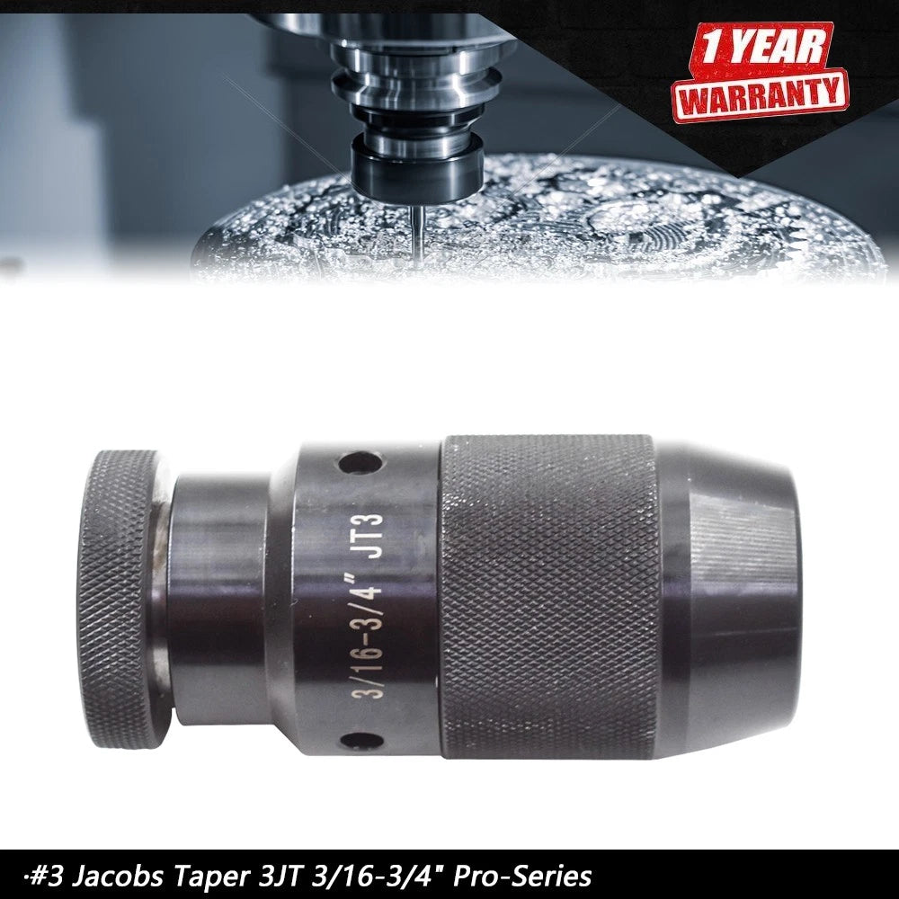 Keyless Drill Chuck for Jacobs Taper 3JT (3/16-3/4")