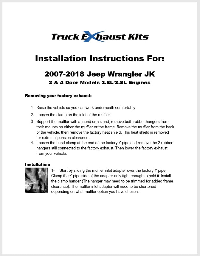 2.5" Single Exhaust Kit for Jeep Wrangler JK (2007–2018)