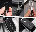 Black ABS Key Fob Shell Cover with Keychain for Mercedes E-Class S-Class (2017-2025)