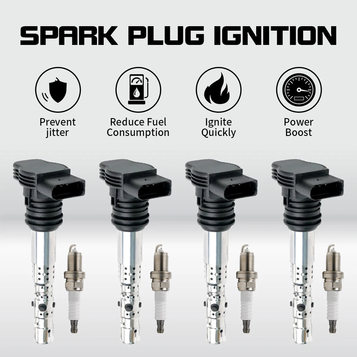 4X Ignition Coil + Spark Plug for VW Beetle, Passat, Audi A4, TT (1.8L, 2.7L) UF411